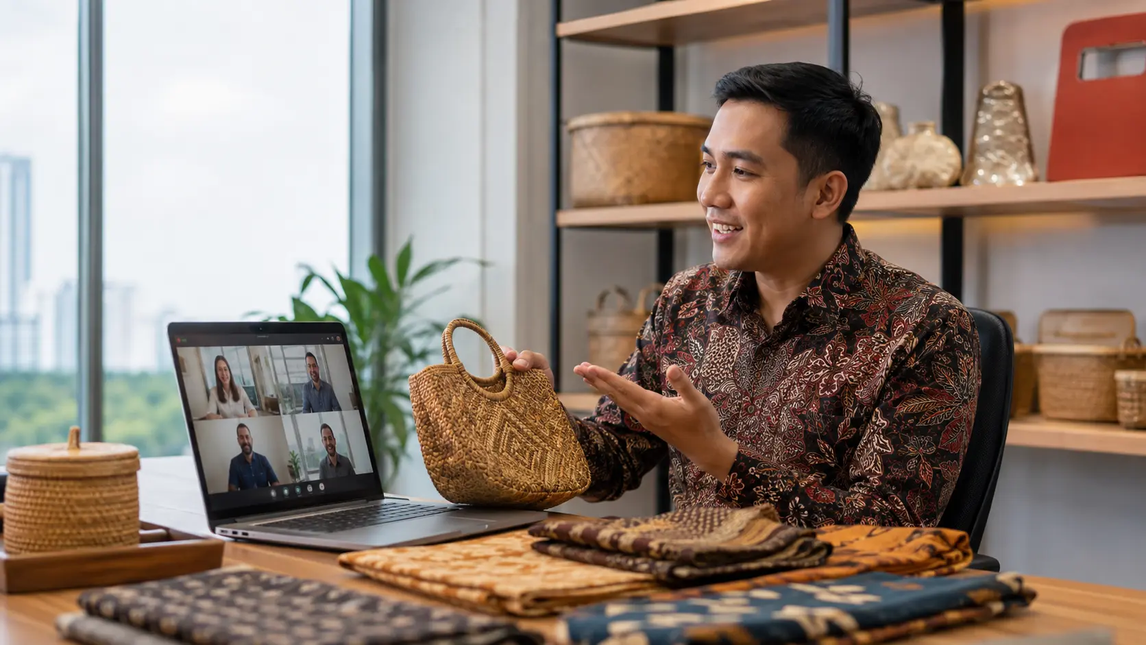 Buyer global meninjau produk supplier Indonesia melalui pertemuan daring